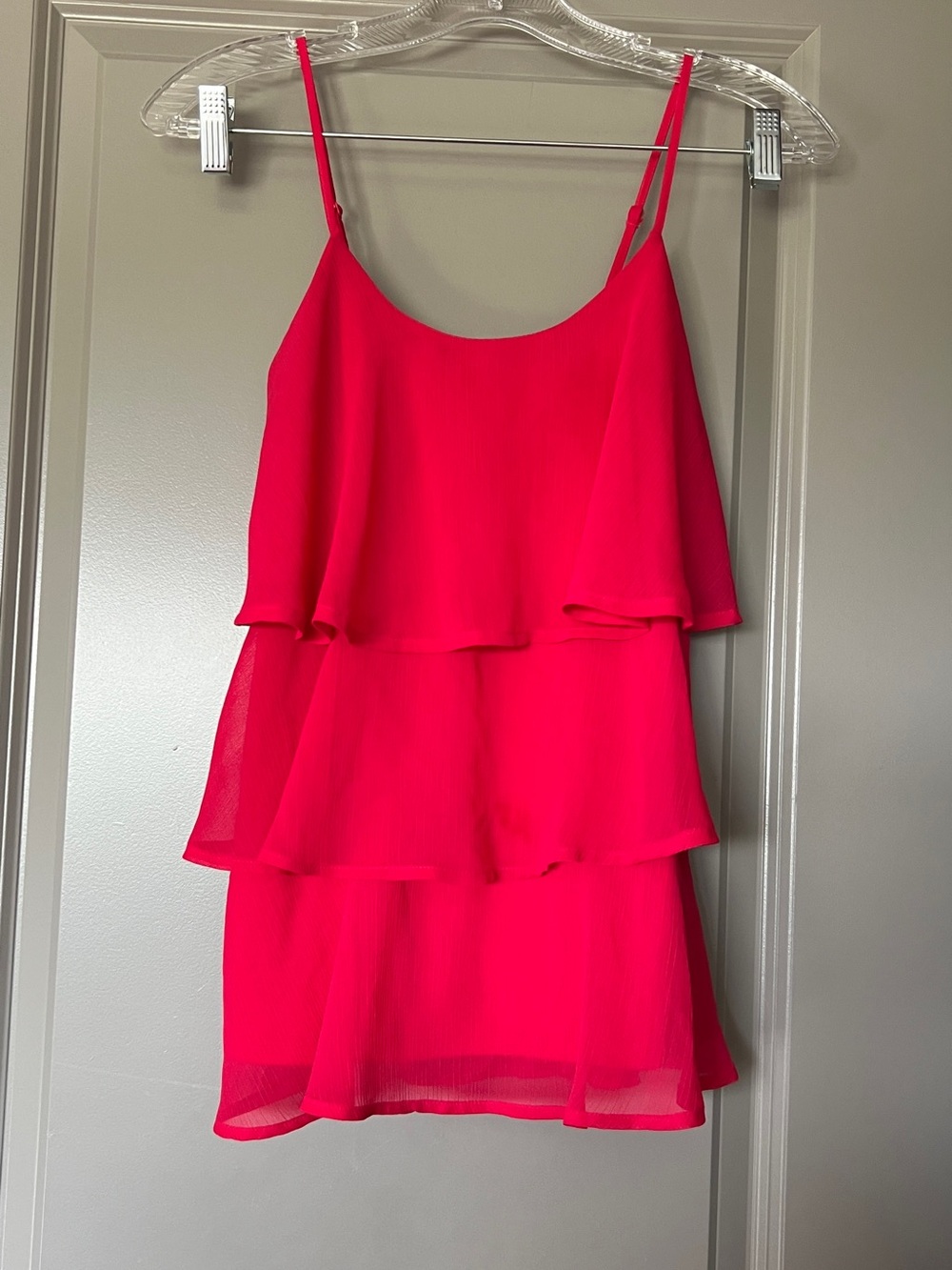 Hot Pink Tiered Ruffle Tank-Top